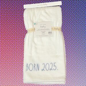 Rae Dunn  - ‘Born 2025’ plush baby boy blanket. 30“ x 40“. NWT. Firm!